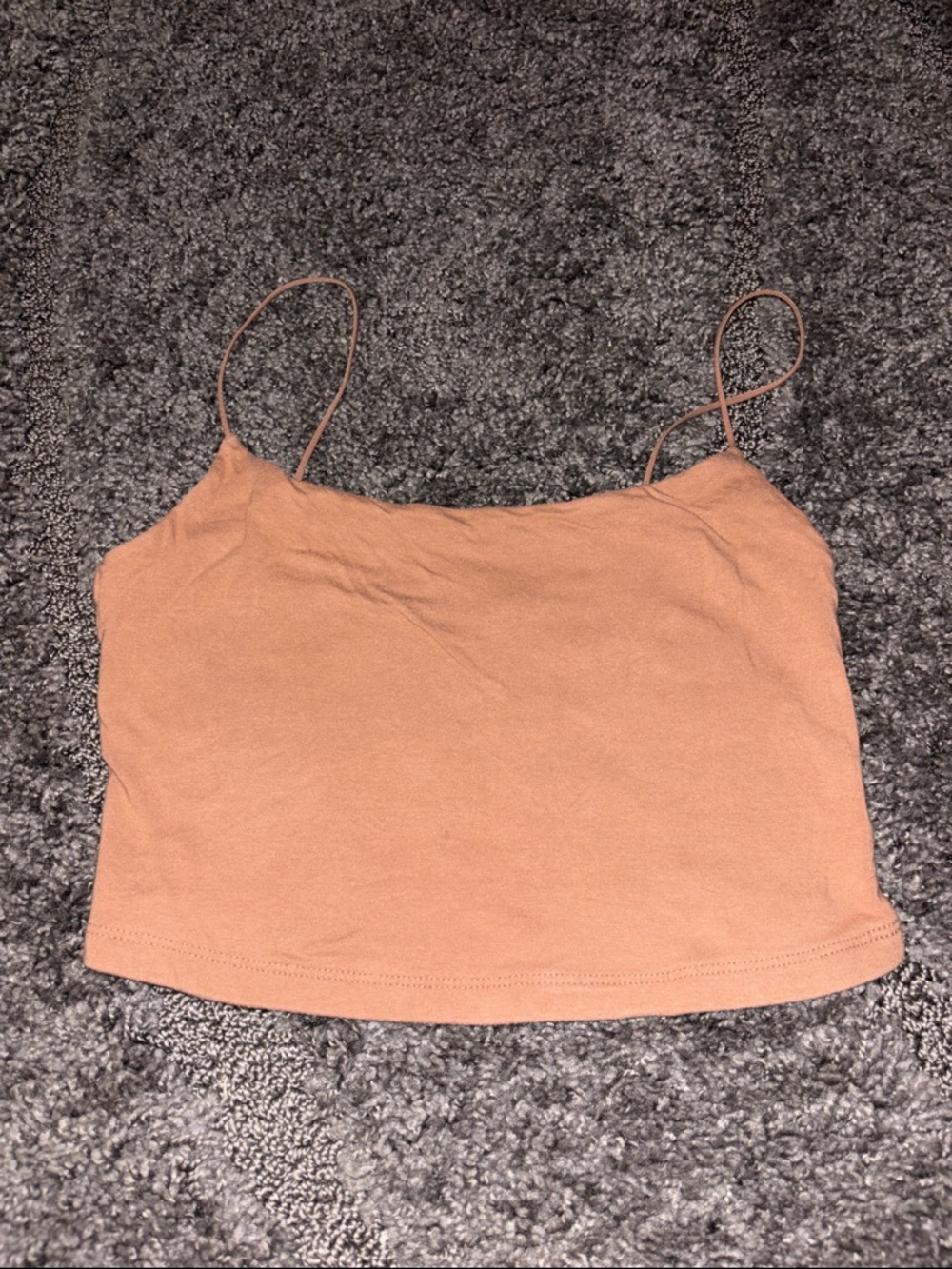 Spaghetti Strap Medium Cropped Tank Top in Dusty Peach